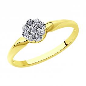 Кольцо из лимонного золота Diamant 53-210-01297-1 с бриллиантом 53-210-01297-1 фото