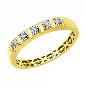 Кольцо из комбинированного золота Diamant 53-210-01346-1 с бриллиантом 53-210-01346-1 фото