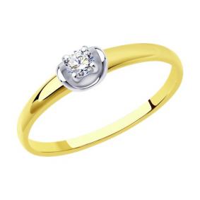 Кольцо из лимонного золота Diamant 53-210-01498-1 с бриллиантом 53-210-01498-1 фото