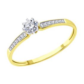 Кольцо из лимонного золота Diamant 53-210-01771-1 с бриллиантом 53-210-01771-1 фото