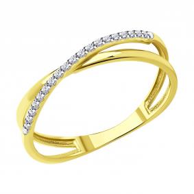 Кольцо из лимонного золота Diamant 53-210-01888-1 с бриллиантом 53-210-01888-1 фото