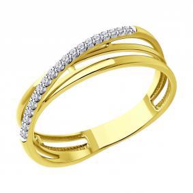 Кольцо из лимонного золота Diamant 53-210-01895-1 с бриллиантом 53-210-01895-1 фото