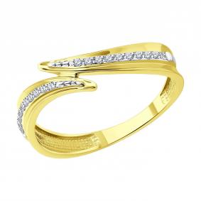 Кольцо из лимонного золота Diamant 53-210-01900-1 с бриллиантом 53-210-01900-1 фото