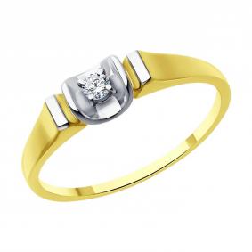 Кольцо из лимонного золота Diamant 53-210-01901-1 с бриллиантом 53-210-01901-1 фото
