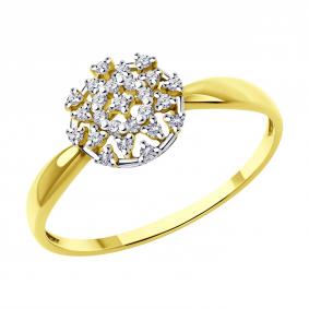 Кольцо из лимонного золота Diamant 53-210-02083-1 с бриллиантом 53-210-02083-1 фото