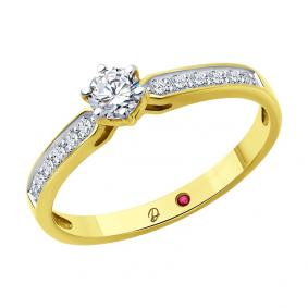Кольцо из лимонного золота Diamant 53-210-02485-1 с рубином и бриллиантом выращенным 53-210-02485-1 фото