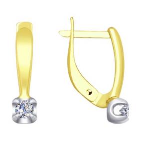 Золотые серьги Diamant 53-220-00007-1 с бриллиантом 53-220-00007-1 фото