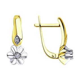 Серьги из лимонного золота Diamant 53-220-00242-1 с бриллиантом 53-220-00242-1 фото