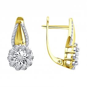 Золотые серьги SOKOLOV 53-220-00416-1 с бриллиантом 53-220-00416-1 фото