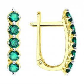 Золотые серьги SOKOLOV 53-220-00453-1 с изумрудом 53-220-00453-1 фото