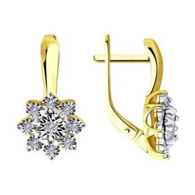Серьги из лимонного золота Diamant 53-220-00812-1 с бриллиантом 53-220-00812-1 фото
