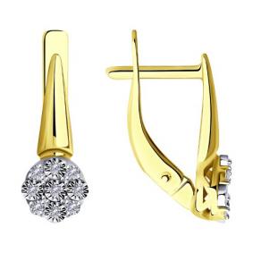 Золотые серьги Diamant 53-220-01297-1 с бриллиантом 53-220-01297-1 фото