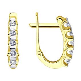 Серьги из лимонного золота Diamant 53-220-01318-1 с бриллиантом 53-220-01318-1 фото