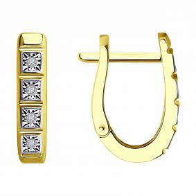 Серьги из комбинированного золота Diamant 53-220-01346-1 с бриллиантом 53-220-01346-1 фото