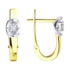 Серьги из лимонного золота Diamant 53-220-01498-1 с бриллиантом 53-220-01498-1 фото
