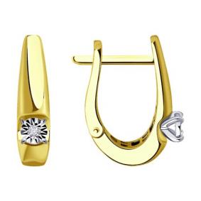 Серьги из лимонного золота Diamant 53-220-01532-1 с бриллиантом 53-220-01532-1 фото