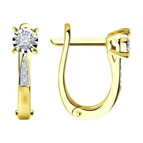 Серьги из лимонного золота Diamant 53-220-01673-1 с бриллиантом 53-220-01673-1 фото