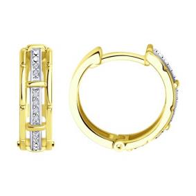 Серьги из лимонного золота Diamant 53-220-01695-1 с бриллиантом 53-220-01695-1 фото