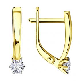 Серьги из лимонного золота Diamant 53-220-01780-1 с бриллиантом 53-220-01780-1 фото
