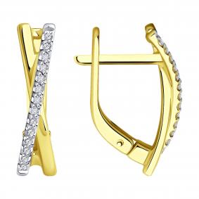 Серьги из лимонного золота Diamant 53-220-01888-1 с бриллиантом 53-220-01888-1 фото