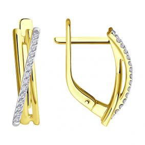 Серьги из лимонного золота Diamant 53-220-01895-1 с бриллиантом 53-220-01895-1 фото