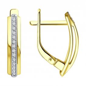 Серьги из лимонного золота Diamant 53-220-01897-1 с бриллиантом 53-220-01897-1 фото