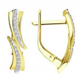 Серьги из лимонного золота Diamant 53-220-01900-1 с бриллиантом 53-220-01900-1 фото