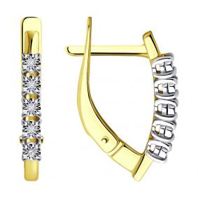 Серьги из лимонного золота Diamant 53-220-01942-1 с бриллиантом 53-220-01942-1 фото