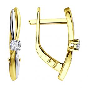 Серьги из лимонного золота Diamant 53-220-01980-1 с бриллиантом 53-220-01980-1 фото