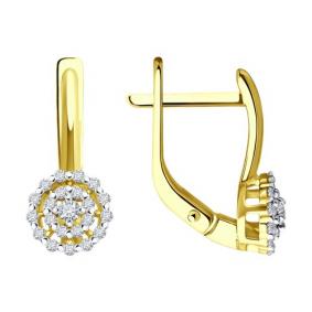 Серьги из лимонного золота Diamant 53-220-02092-1 с бриллиантом 53-220-02092-1 фото