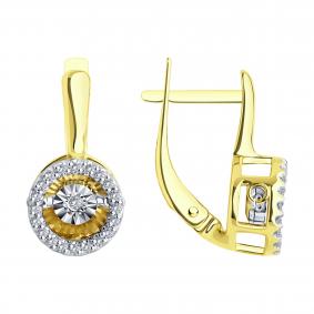 Серьги из лимонного золота Diamant с танцующим бриллиантом 53-220-02609-1 53-220-02609-1 фото