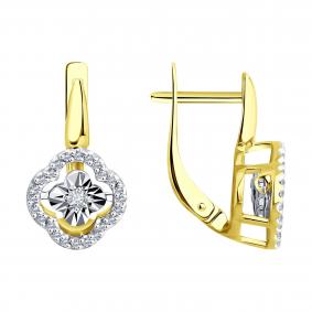 Серьги из лимонного золота Diamant с танцующим бриллиантом 53-220-02613-1 53-220-02613-1 фото