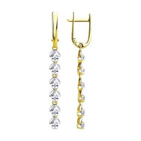 Серьги из лимонного золота Diamant 53-221-00582-1 с бриллиантом 53-221-00582-1 фото