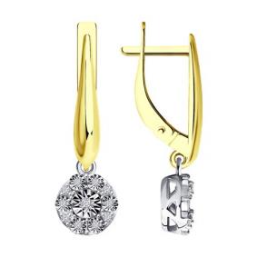 Серьги из лимонного золота Diamant 53-221-01315-1 с бриллиантом 53-221-01315-1 фото