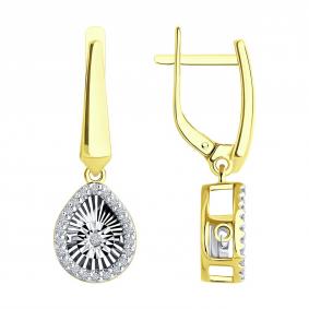 Серьги из лимонного золота Diamant с танцующим бриллиантом 53-221-02608-1 53-221-02608-1 фото