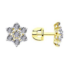 Серьги из лимонного золота Diamant 53-222-00959-1 с бриллиантом 53-222-00959-1 фото