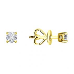 Серьги из лимонного золота Diamant 53-222-02488-1 с рубином и бриллиантом выращенным 53-222-02488-1 фото