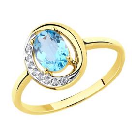 Кольцо из лимонного золота Diamant 53-310-00224-1 с топазом и фианитом 53-310-00224-1 фото