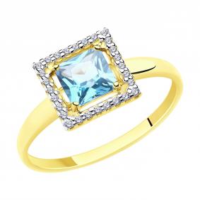 Кольцо из лимонного золота Diamant 53-310-00294-1 с топазом и фианитом 53-310-00294-1 фото
