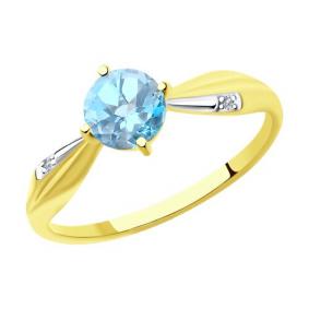 Кольцо из лимонного золота Diamant 53-310-00717-1 с топазом и фианитом 53-310-00717-1 фото