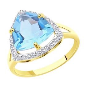 Кольцо из лимонного золота Diamant 53-310-00865-1 с топазом и фианитом 53-310-00865-1 фото