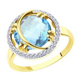 Кольцо из лимонного золота Diamant 53-310-00944-1 с топазом и фианитом 53-310-00944-1 фото