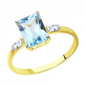 Золотое кольцо SOKOLOV 53-310-01552-1 с топазом и фианитом 53-310-01552-1 фото