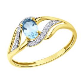 Кольцо из лимонного золота Diamant 53-310-01702-1 с топазом и фианитом 53-310-01702-1 фото
