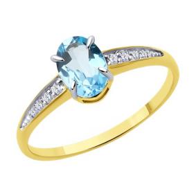 Кольцо из лимонного золота Diamant 53-310-01933-5 с топазом и фианитом 53-310-01933-5 фото