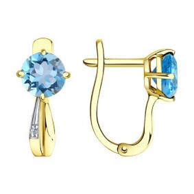 Серьги из лимонного золота Diamant 53-320-00717-1 с топазом и фианитом 53-320-00717-1 фото