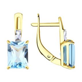 Серьги из лимонного золота Diamant 53-320-01552-1 с топазом и фианитом 53-320-01552-1 фото