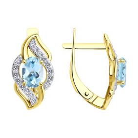 Серьги из лимонного золота Diamant 53-320-01614-1 с топазом и фианитом 53-320-01614-1 фото