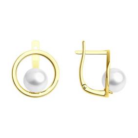Серьги из лимонного золота Diamant 53-320-01796-1 с жемчугом 53-320-01796-1 фото