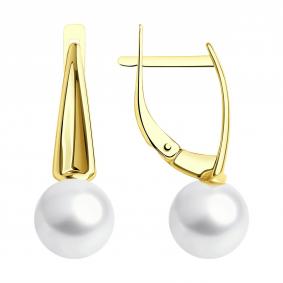 Серьги из лимонного золота Diamant 53-320-01910-1 с жемчугом 53-320-01910-1 фото